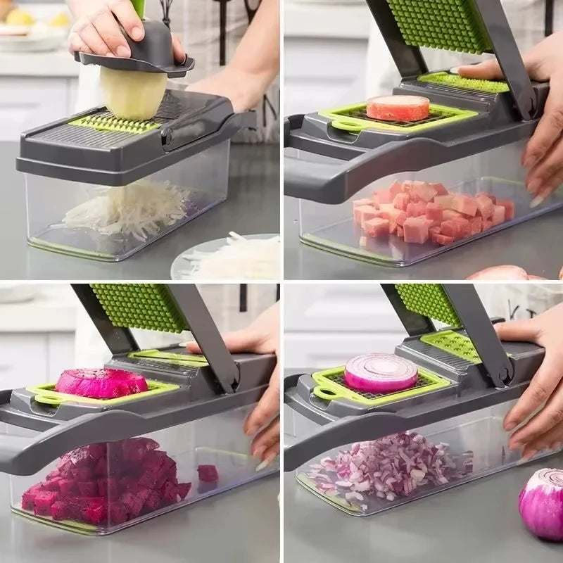 14-in-1 Multifunctional Kitchen Gadget – Vegetable Chopper, Slicer, Dicer, Grater & Garlic Cutter in One