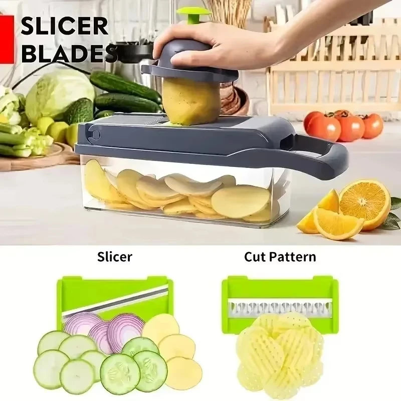 14-in-1 Multifunctional Kitchen Gadget – Vegetable Chopper, Slicer, Dicer, Grater & Garlic Cutter in One