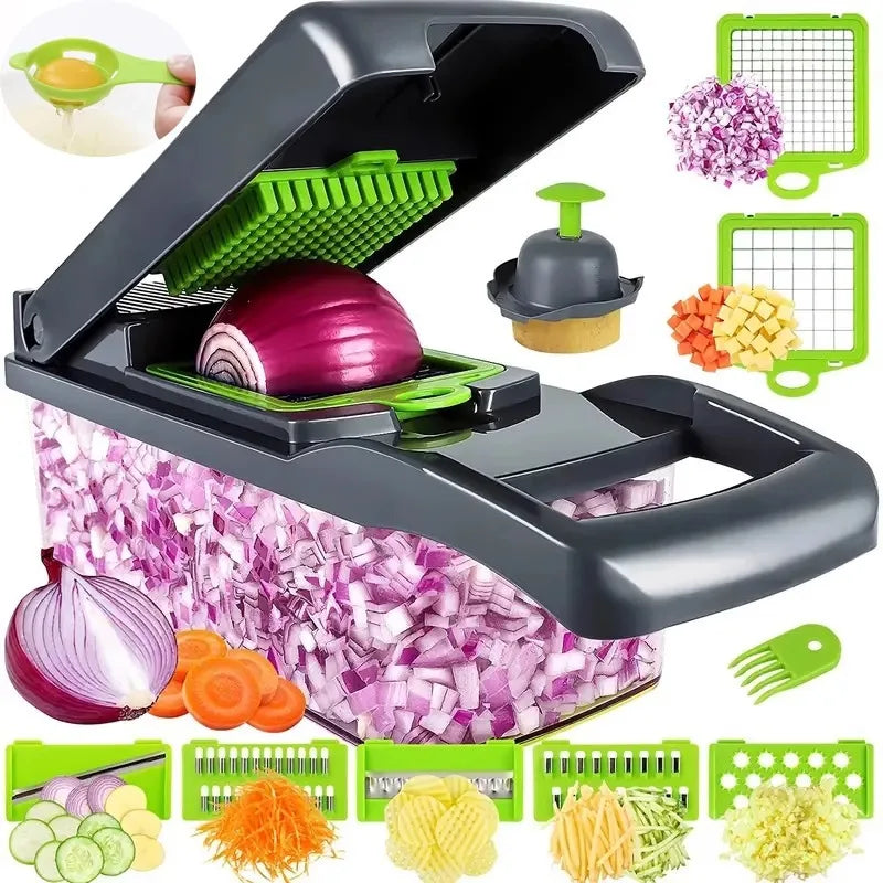 14-in-1 Multifunctional Kitchen Gadget – Vegetable Chopper, Slicer, Dicer, Grater & Garlic Cutter in One