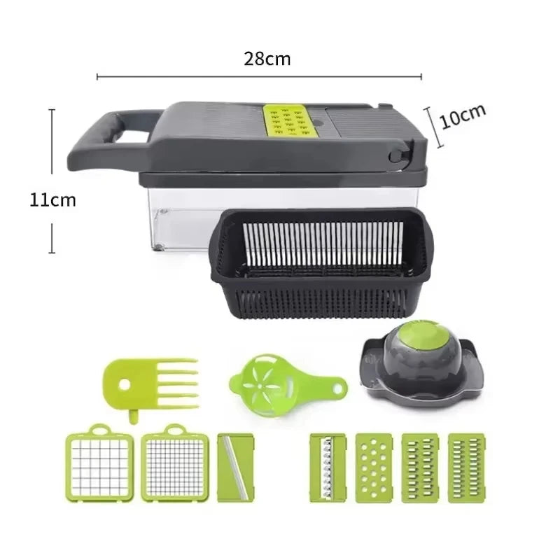 14-in-1 Multifunctional Kitchen Gadget – Vegetable Chopper, Slicer, Dicer, Grater & Garlic Cutter in One
