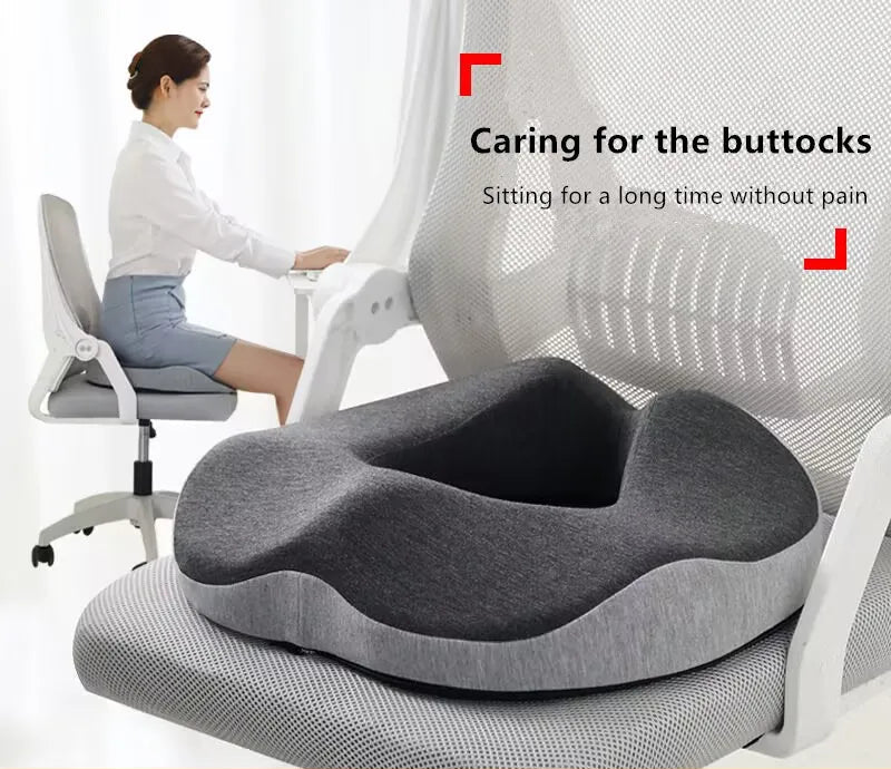 Memory foam donut cushion for hemorrhoid, sciatica, and tailbone pain relief