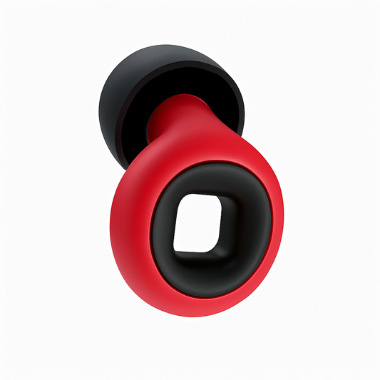 Red and black object on a white background