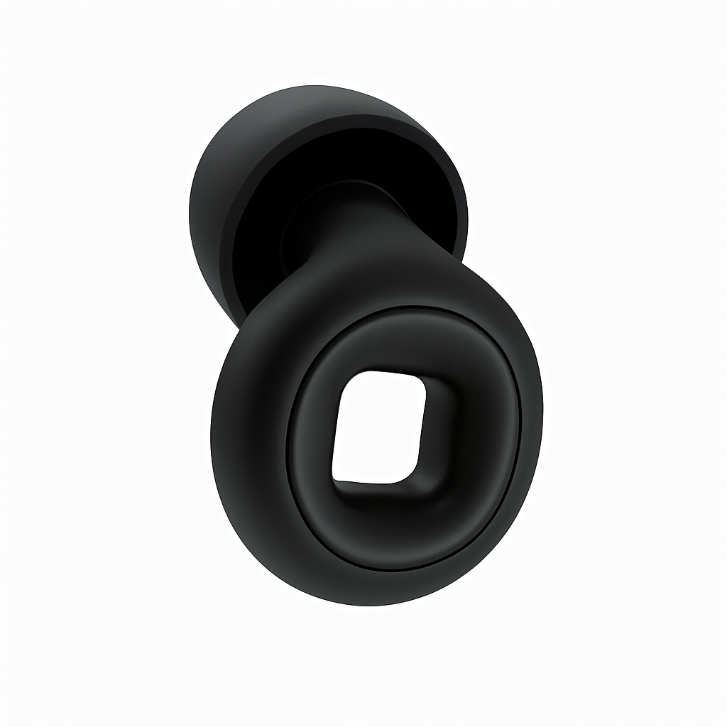 Black rubber grommet on a white background