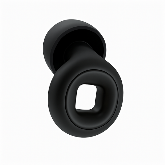 Black rubber grommet on a white background