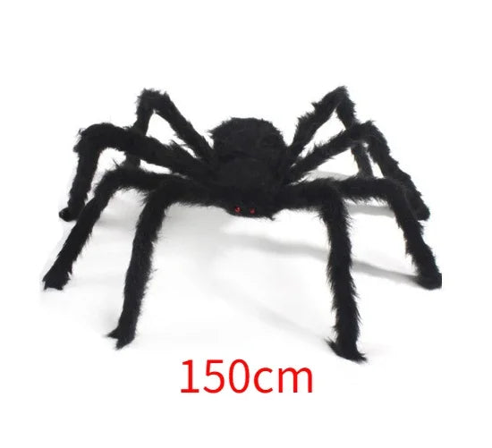 Extra-Large Plush Black Spider Halloween Decoration – 30cm/50cm/90cm/150cm/200cm Hairy Giant Spider Prop for Indoor & Outdoor Haunted House, Party, Home, Bar, Yard Decor