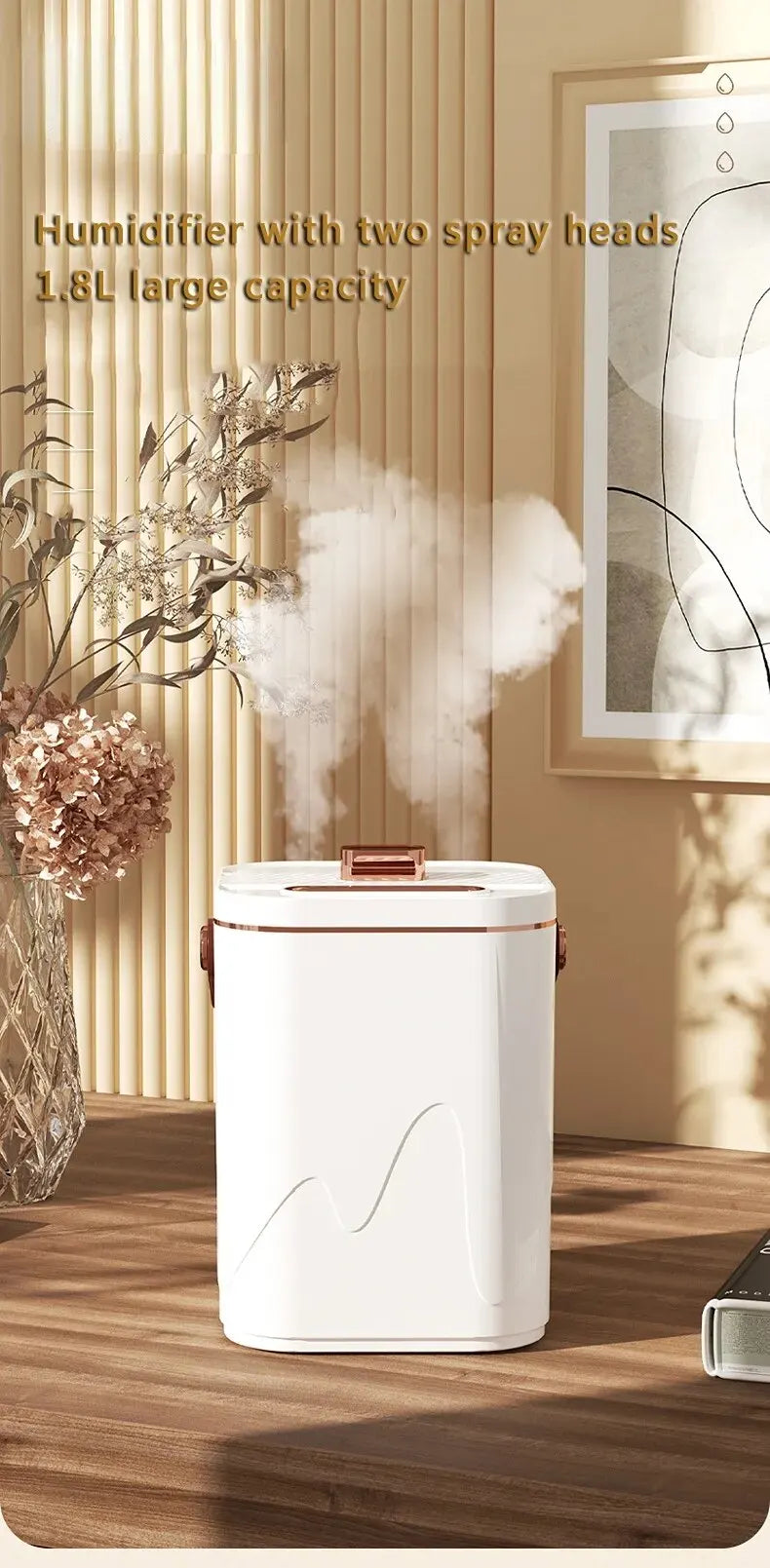 1.8L Dual Nozzle Air Humidifier & Essential Oil Diffuser with Night Light