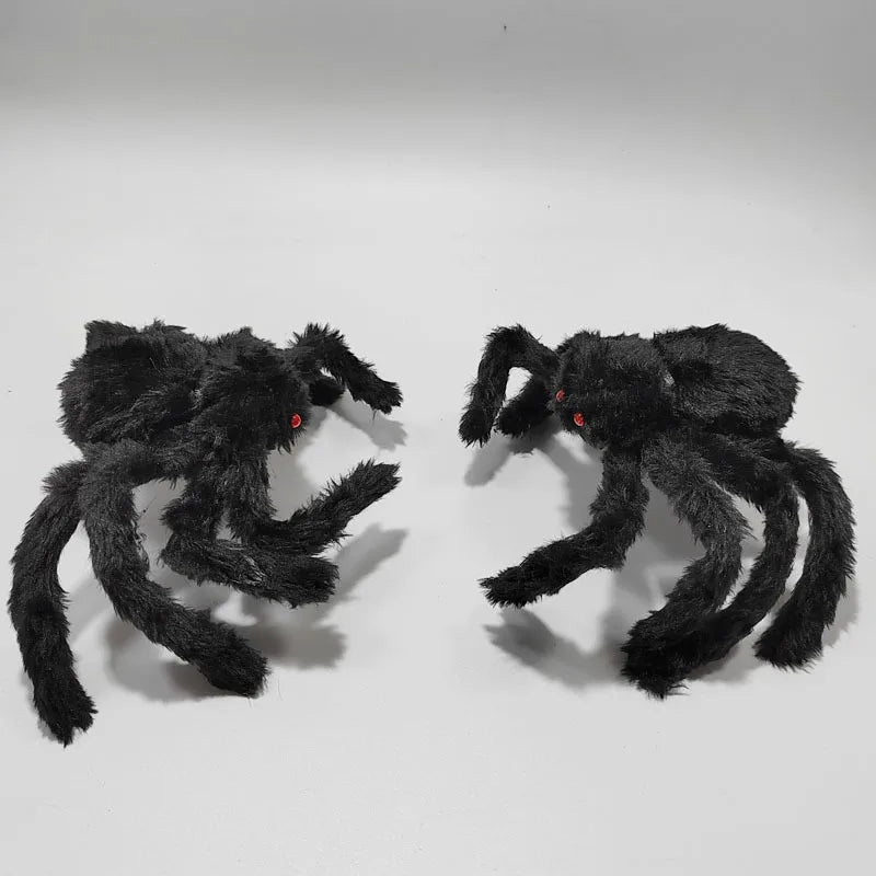 Extra-Large Plush Black Spider Halloween Decoration – 30cm/50cm/90cm/150cm/200cm Hairy Giant Spider Prop for Indoor & Outdoor Haunted House, Party, Home, Bar, Yard Decor