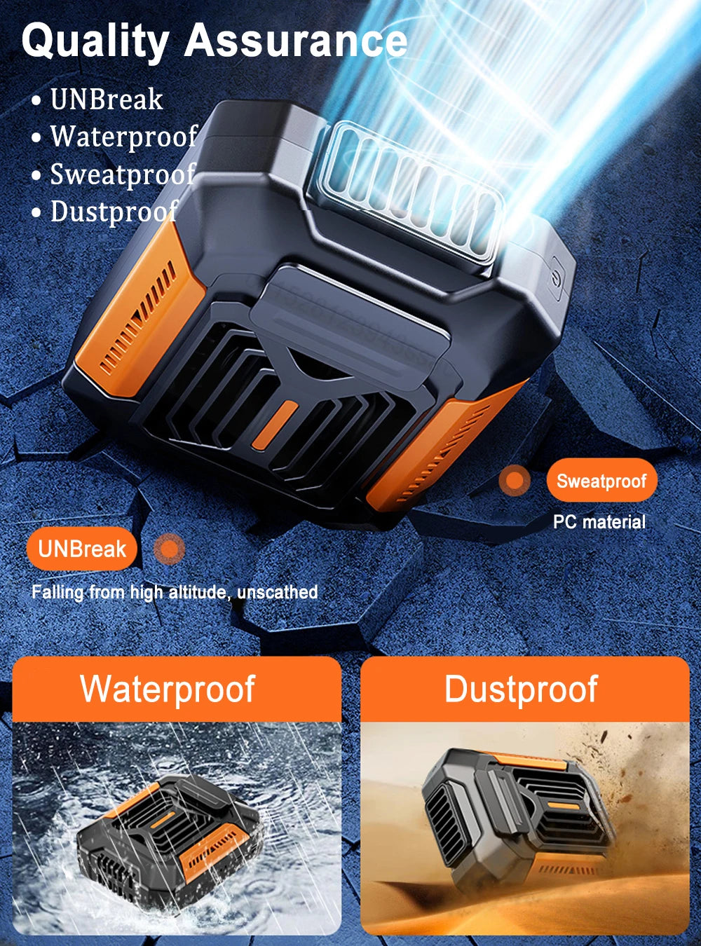 Personal Belt Clip Fan Portable Power Bank Flashlight Wearable Personal Fan Hanging Neck Fan for Outdoor Works Hiking Camping