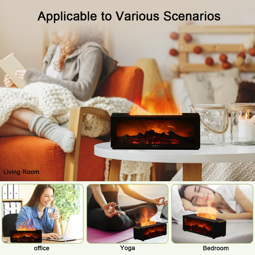 Flame Effect Aroma Humidifier with Remote & LED Light