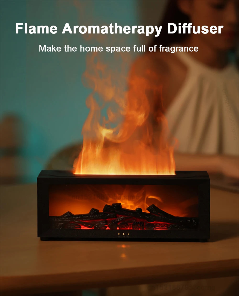 Flame Effect Aroma Humidifier with Remote & LED Light