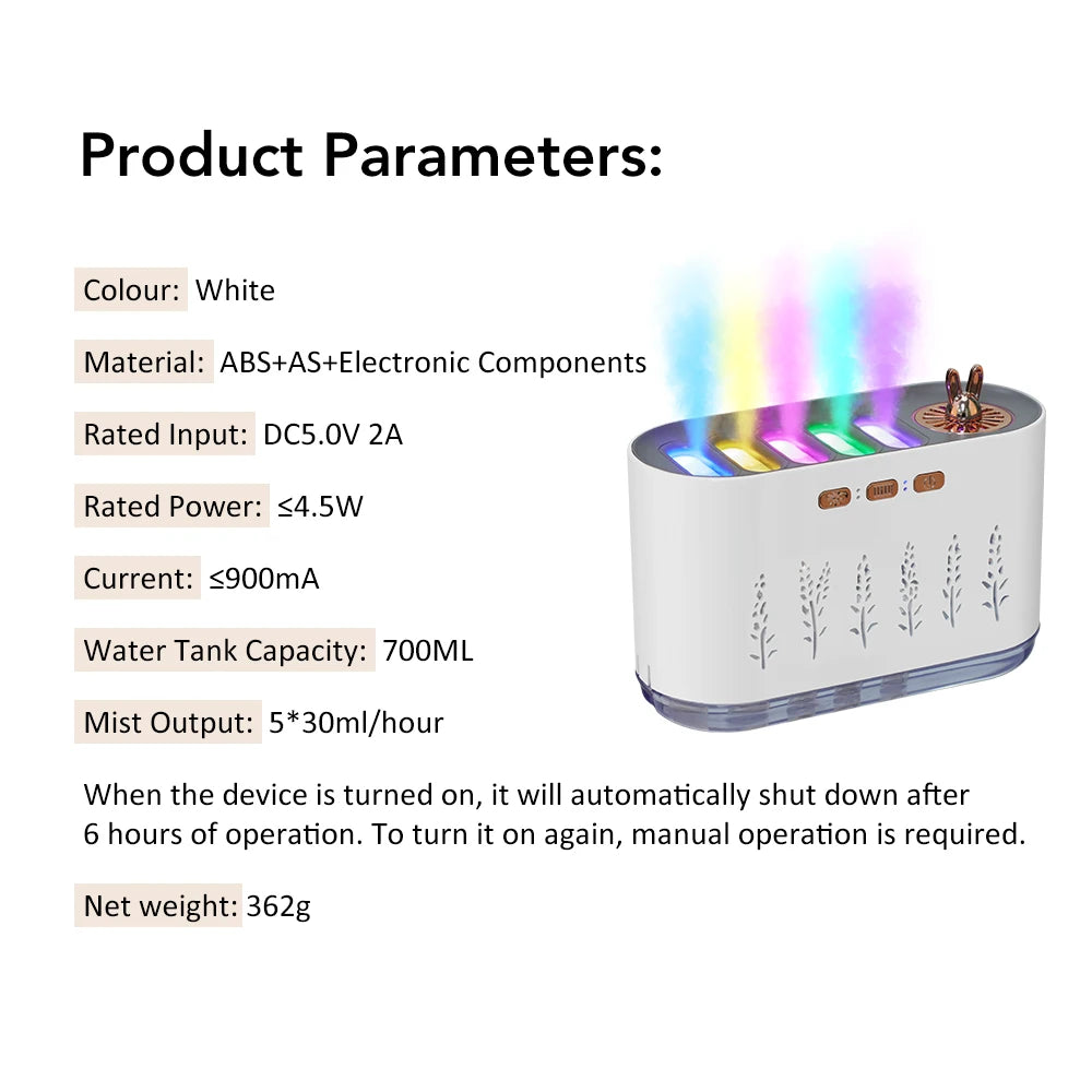 700ML Humidifier & Aroma Diffuser with 7-Color LED Night Light
