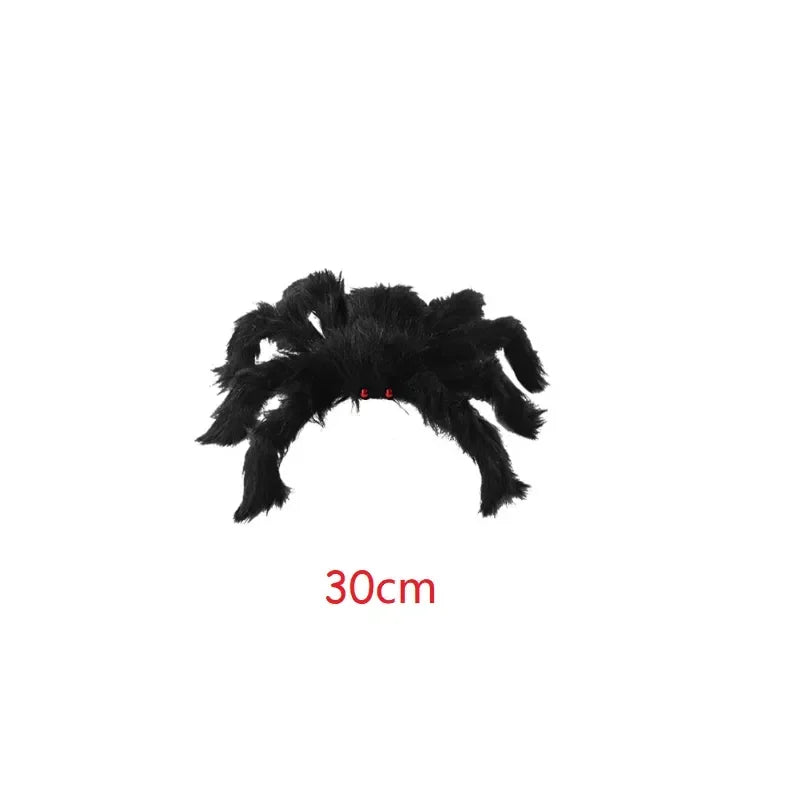 Extra-Large Plush Black Spider Halloween Decoration – 30cm/50cm/90cm/150cm/200cm Hairy Giant Spider Prop for Indoor & Outdoor Haunted House, Party, Home, Bar, Yard Decor