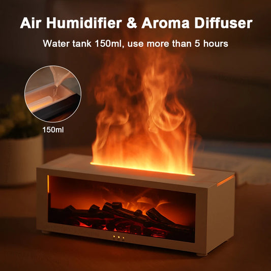 Flame Effect Aroma Humidifier with Remote & LED Light