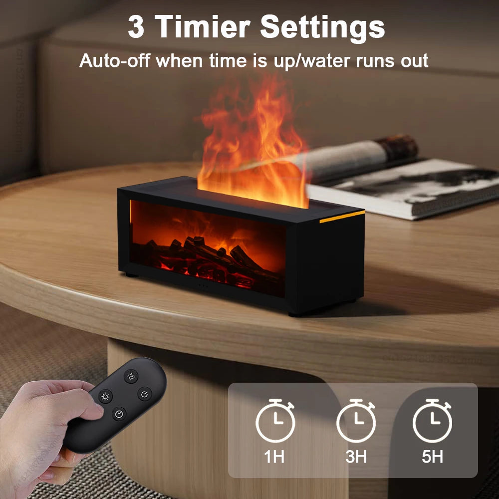Flame Effect Aroma Humidifier with Remote & LED Light
