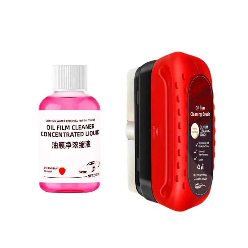Car Glass Cleaner & Oil Film Remover – Restores Windshield Clarity, Removes Dirt, Grime & Streaks – Includes Glass Cleaning Brush