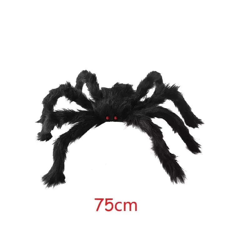 Extra-Large Plush Black Spider Halloween Decoration – 30cm/50cm/90cm/150cm/200cm Hairy Giant Spider Prop for Indoor & Outdoor Haunted House, Party, Home, Bar, Yard Decor