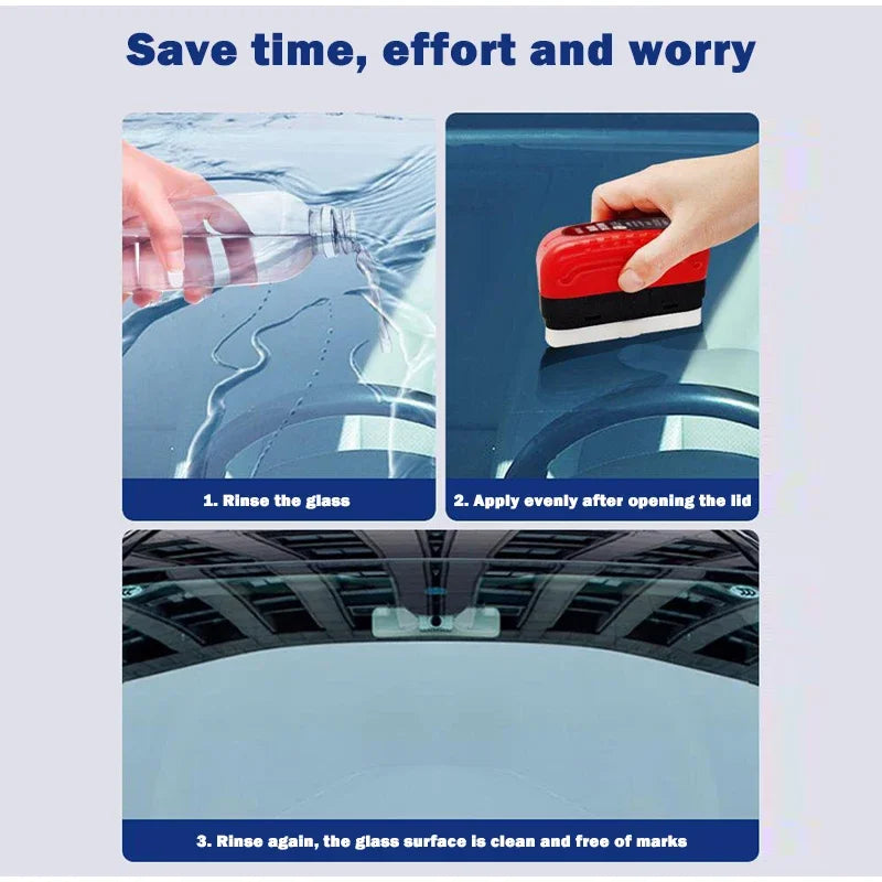 Car Glass Cleaner & Oil Film Remover – Restores Windshield Clarity, Removes Dirt, Grime & Streaks – Includes Glass Cleaning Brush