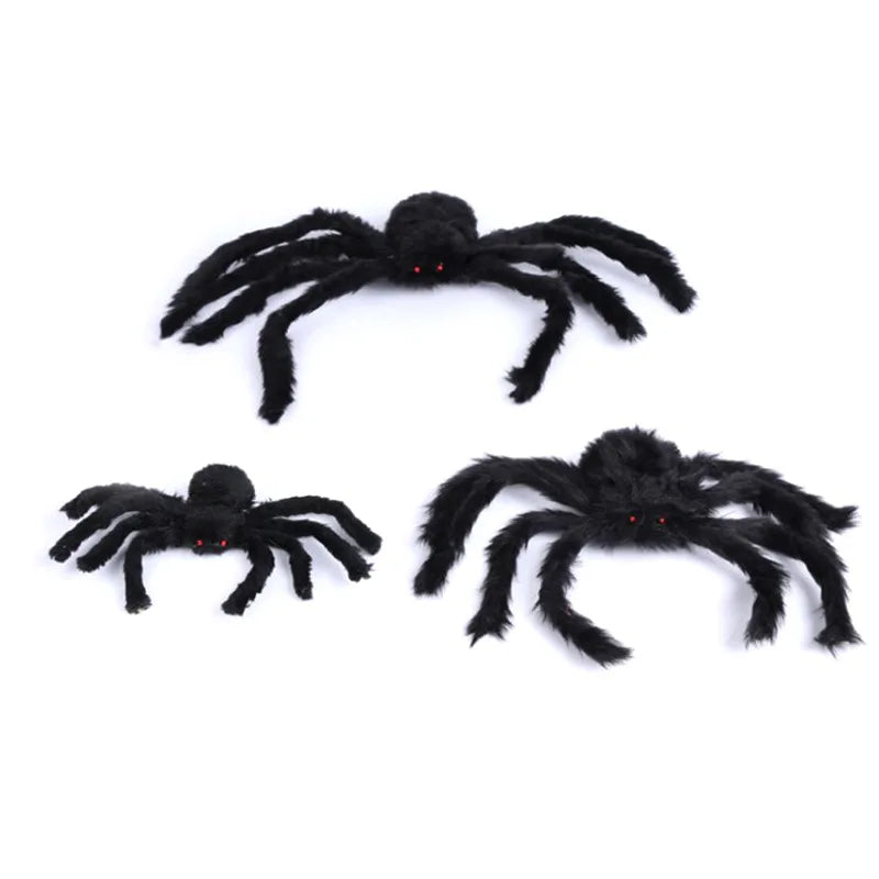 Extra-Large Plush Black Spider Halloween Decoration – 30cm/50cm/90cm/150cm/200cm Hairy Giant Spider Prop for Indoor & Outdoor Haunted House, Party, Home, Bar, Yard Decor