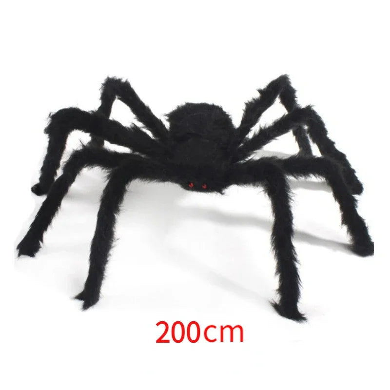 Extra-Large Plush Black Spider Halloween Decoration – 30cm/50cm/90cm/150cm/200cm Hairy Giant Spider Prop for Indoor & Outdoor Haunted House, Party, Home, Bar, Yard Decor