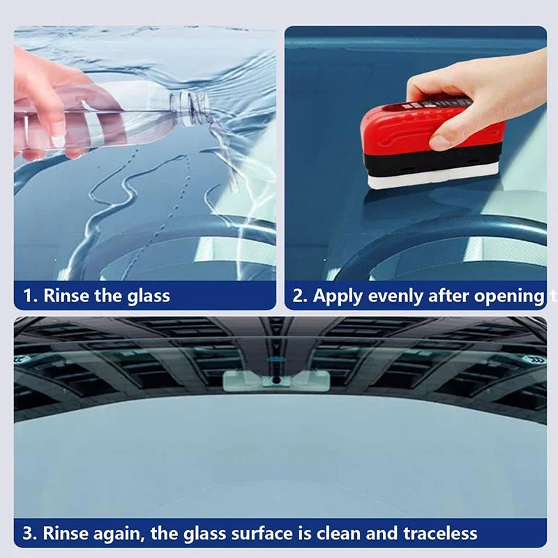Car Glass Cleaner & Oil Film Remover – Restores Windshield Clarity, Removes Dirt, Grime & Streaks – Includes Glass Cleaning Brush