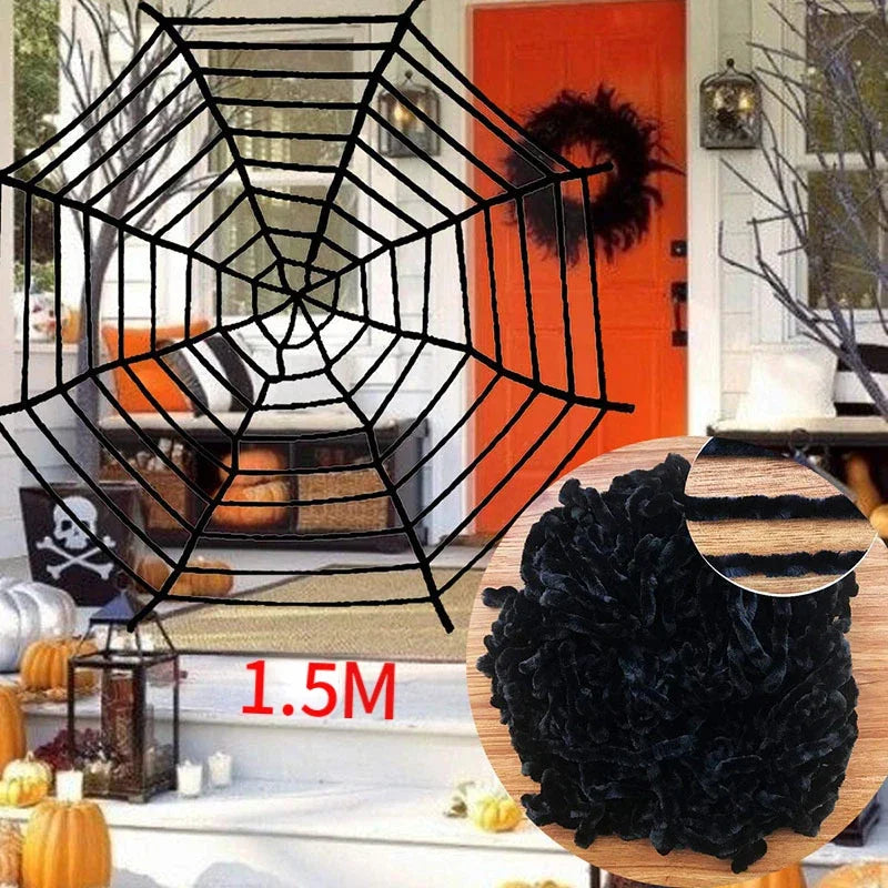 Extra-Large Plush Black Spider Halloween Decoration – 30cm/50cm/90cm/150cm/200cm Hairy Giant Spider Prop for Indoor & Outdoor Haunted House, Party, Home, Bar, Yard Decor