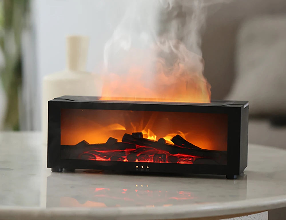 Flame Effect Aroma Humidifier with Remote & LED Light