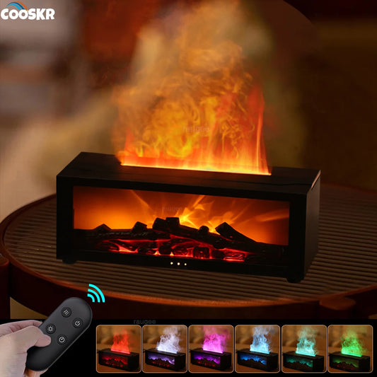 Flame Effect Aroma Humidifier with Remote & LED Light