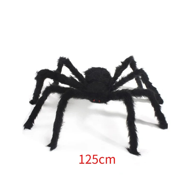 Extra-Large Plush Black Spider Halloween Decoration – 30cm/50cm/90cm/150cm/200cm Hairy Giant Spider Prop for Indoor & Outdoor Haunted House, Party, Home, Bar, Yard Decor