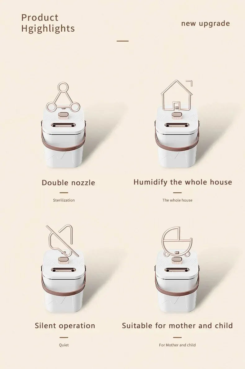 1.8L Dual Nozzle Air Humidifier & Essential Oil Diffuser with Night Light
