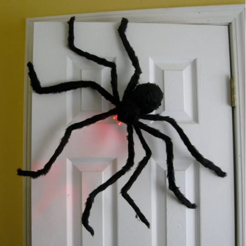 Extra-Large Plush Black Spider Halloween Decoration – 30cm/50cm/90cm/150cm/200cm Hairy Giant Spider Prop for Indoor & Outdoor Haunted House, Party, Home, Bar, Yard Decor