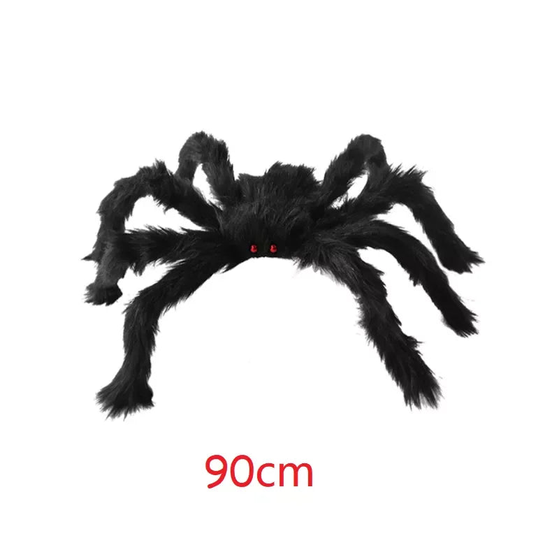 Extra-Large Plush Black Spider Halloween Decoration – 30cm/50cm/90cm/150cm/200cm Hairy Giant Spider Prop for Indoor & Outdoor Haunted House, Party, Home, Bar, Yard Decor