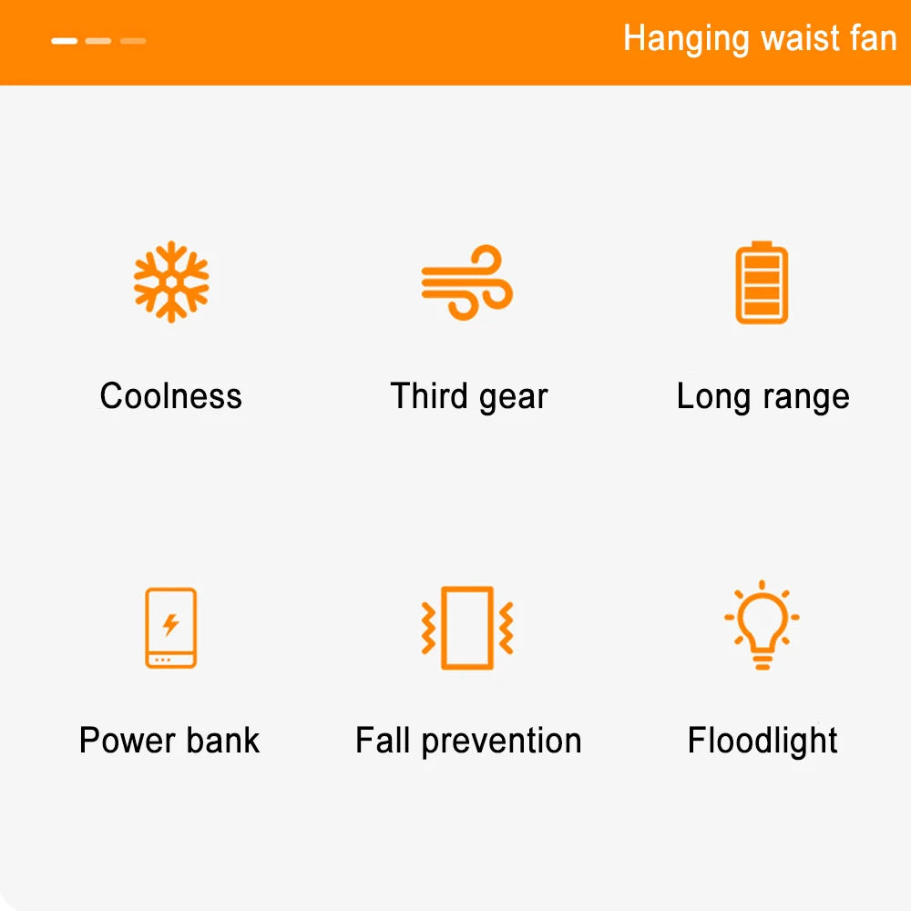 Personal Belt Clip Fan Portable Power Bank Flashlight Wearable Personal Fan Hanging Neck Fan for Outdoor Works Hiking Camping