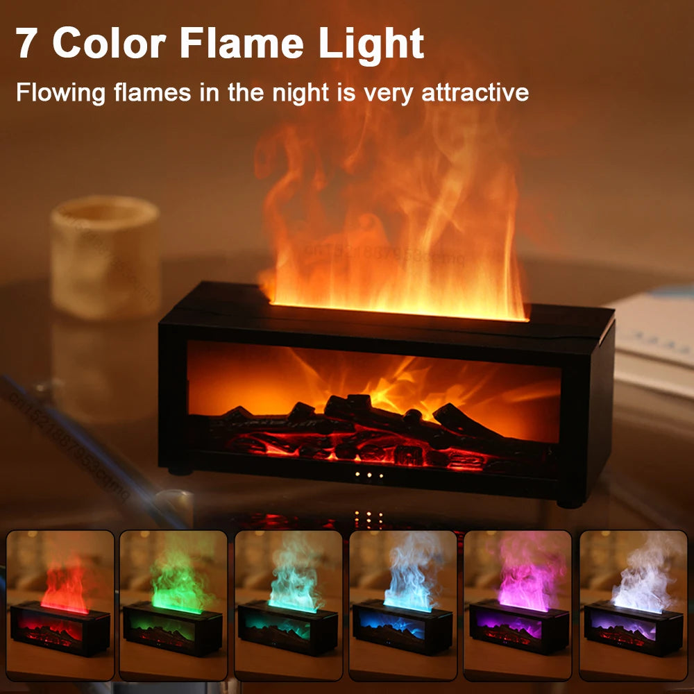Flame Effect Aroma Humidifier with Remote & LED Light