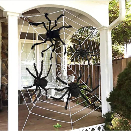 Extra-Large Plush Black Spider Halloween Decoration – 30cm/50cm/90cm/150cm/200cm Hairy Giant Spider Prop for Indoor & Outdoor Haunted House, Party, Home, Bar, Yard Decor
