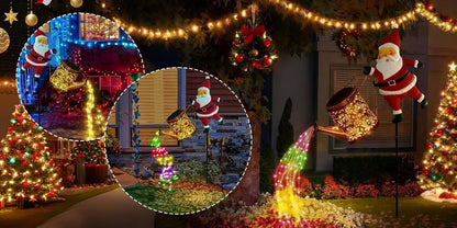 Santa Watering Can Solar Garden Light - Christmas Outdoor LED Decoration