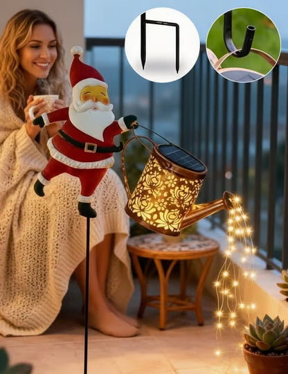 Santa Watering Can Solar Garden Light - Christmas Outdoor LED Decoration