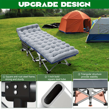 Heavy Duty 75" Folding Bed Camping Cot - Portable Sleeping Bed Cot with Carry Bag | Camping Gear - Outdoor Gear 2025