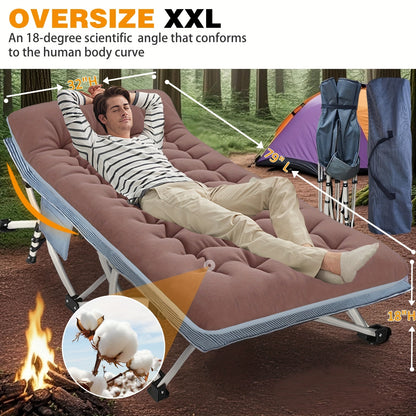 [Heavy Duty] Oversized Camping Cot XXL 32 Inches Width | Extra Wide Cots For Sleeping | Heavy Duty | Folding Cot Camping Bed | Portable For Adults Home Office Outdoor Travel Furniture