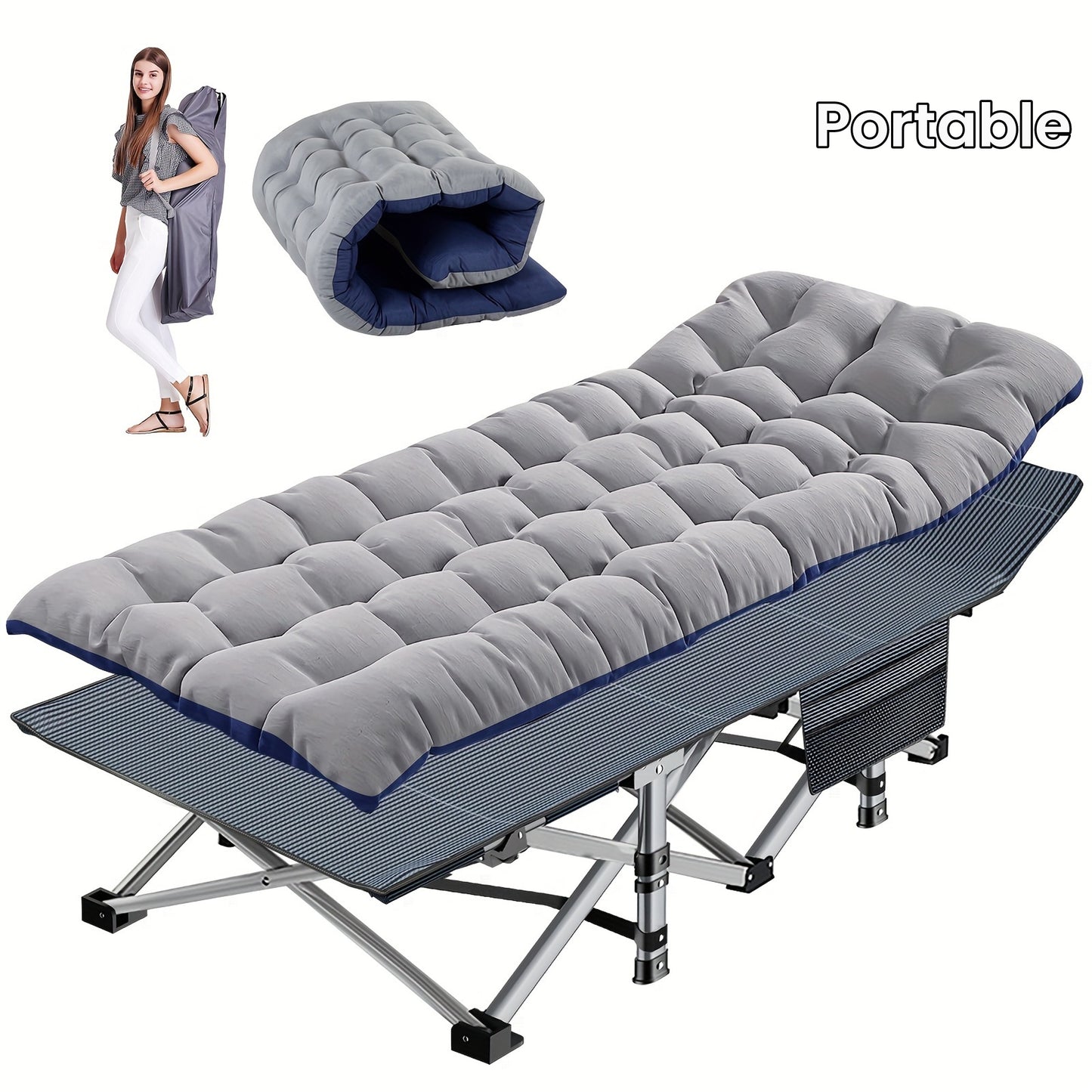 Heavy Duty 75" Folding Bed Camping Cot - Portable Sleeping Bed Cot with Carry Bag | Camping Gear - Outdoor Gear 2025