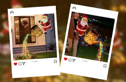 Santa Watering Can Solar Garden Light - Christmas Outdoor LED Decoration