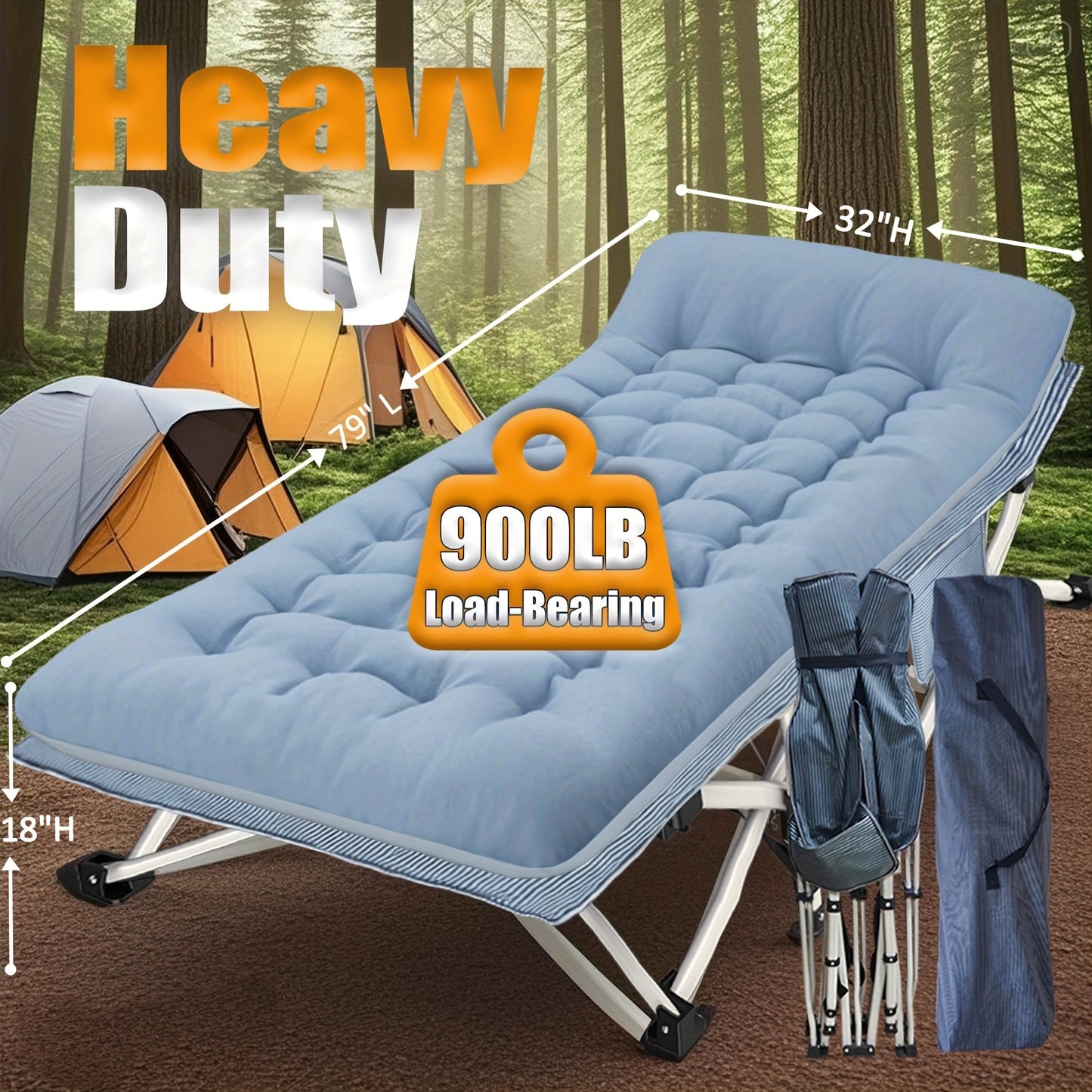 [Heavy Duty] Oversized Camping Cot XXL 32 Inches Width | Extra Wide Cots For Sleeping | Heavy Duty | Folding Cot Camping Bed | Portable For Adults Home Office Outdoor Travel Furniture