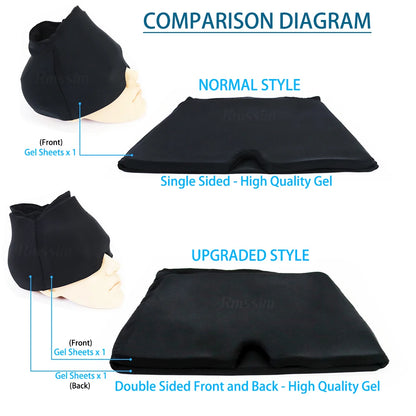 Woman wearing migraine relief ice hat for headache therapy

Black gel cold compress therapy cap with eye mask

Reusable ice head wrap for sinus pressure relief

Migraine relief cap 360 coverage cooling design
