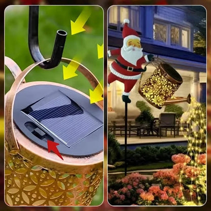 Santa Watering Can Solar Garden Light - Christmas Outdoor LED Decoration