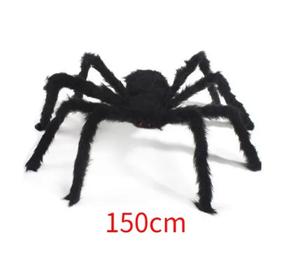 Extra-Large Plush Black Spider Halloween Decoration – 30cm/50cm/90cm/150cm/200cm Hairy Giant Spider Prop for Indoor & Outdoor Haunted House, Party, Home, Bar, Yard Decor