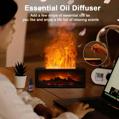 Flame Effect Aroma Humidifier with Remote & LED Light
