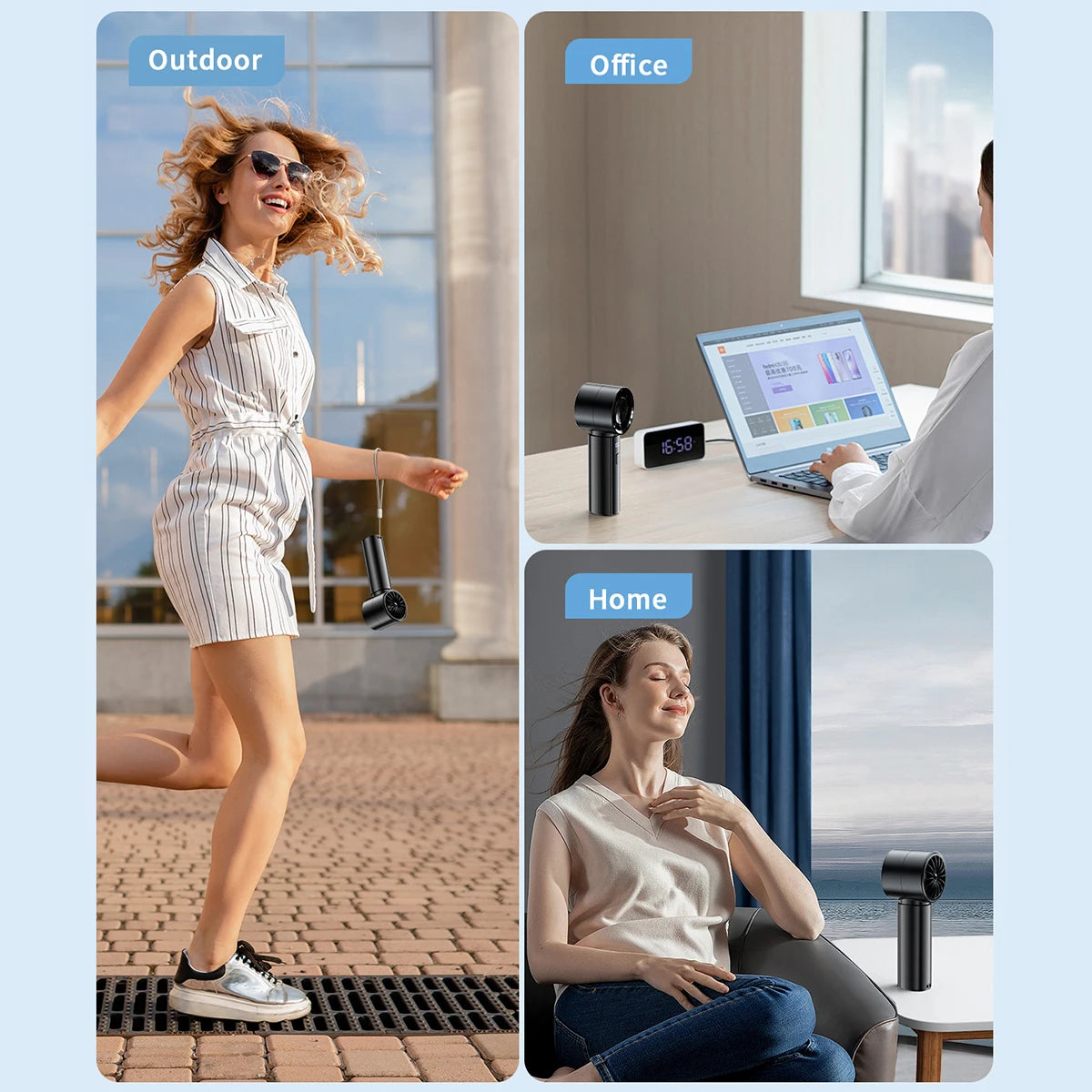 coldSky Portable Handheld Fan 4000mAh Battery Operated Cooling Fan 5 Speed Adjustable Small Desktop Fan With Digital Display