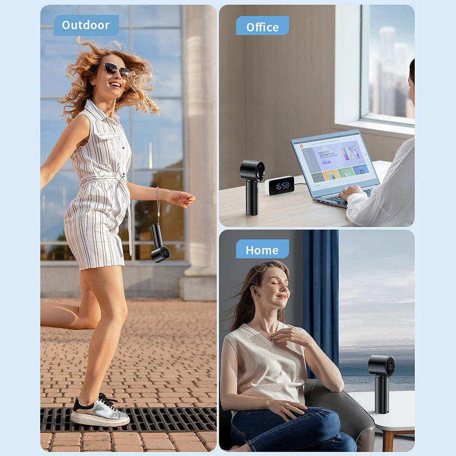 coldSky Portable Handheld Fan 4000mAh Battery Operated Cooling Fan 5 Speed Adjustable Small Desktop Fan With Digital Display