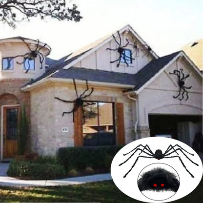 Extra-Large Plush Black Spider Halloween Decoration – 30cm/50cm/90cm/150cm/200cm Hairy Giant Spider Prop for Indoor & Outdoor Haunted House, Party, Home, Bar, Yard Decor