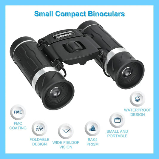 500x25 HD Zoom Binoculars – Powerful Folding Telescope for 5000M+ Long-Distance Viewing | Compact for Hunting, Camping & Outdoor Sports