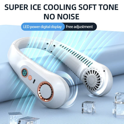 3000mAh Hanging Neck Fan Portable Bladeless Mini USB Rechargeable Mute LED Digital Display Electric Fan Summer Air Cooler ﻿ 2025